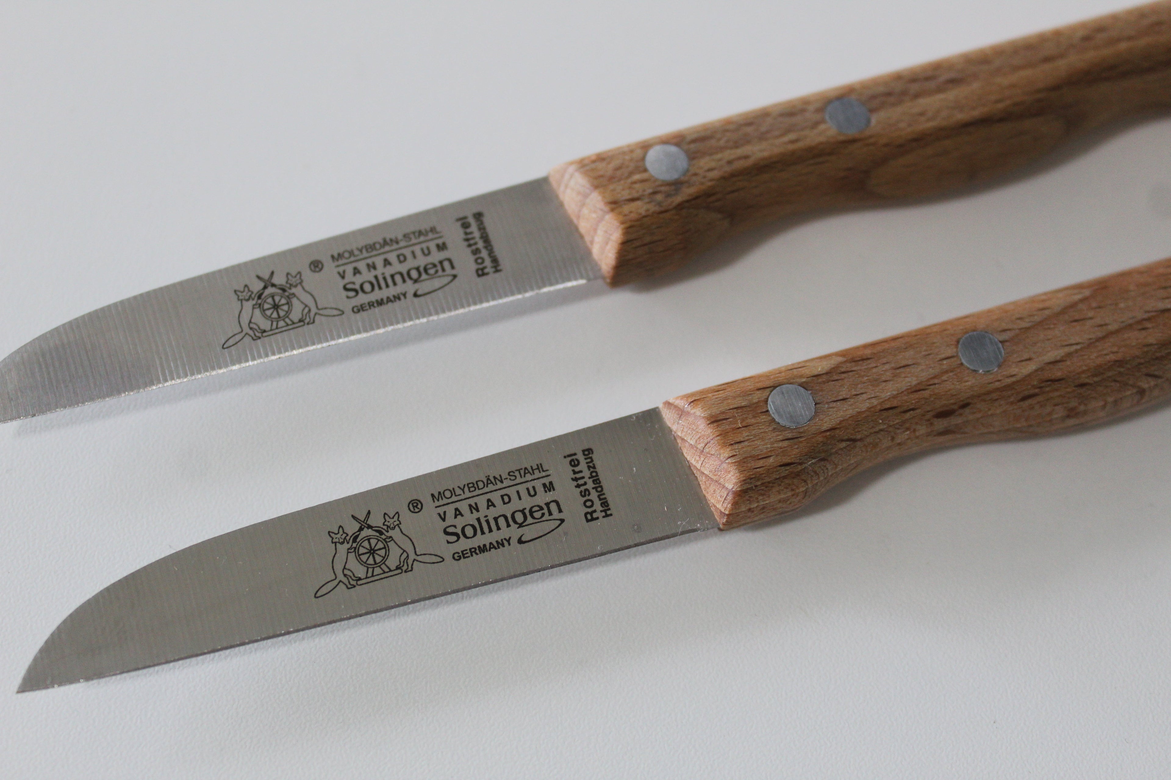 Zwei kleine Küchenmesser mit gerader Klinge