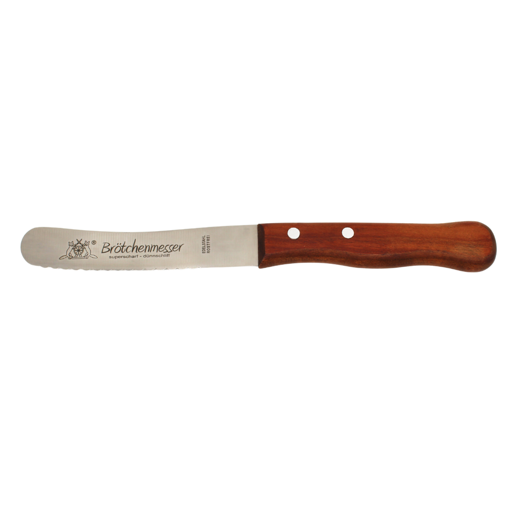"Fox" 4.5" hump knife with serration, cherry wood handle