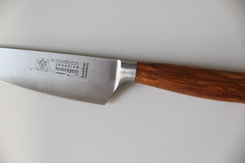 Kochmesser 16cm, geschmiedete Klinge, rostfrei, Olivenholzgriff, Made in Solingen