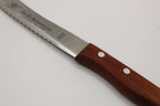 "Fox" 4.5" hump knife with serration, cherry wood handle