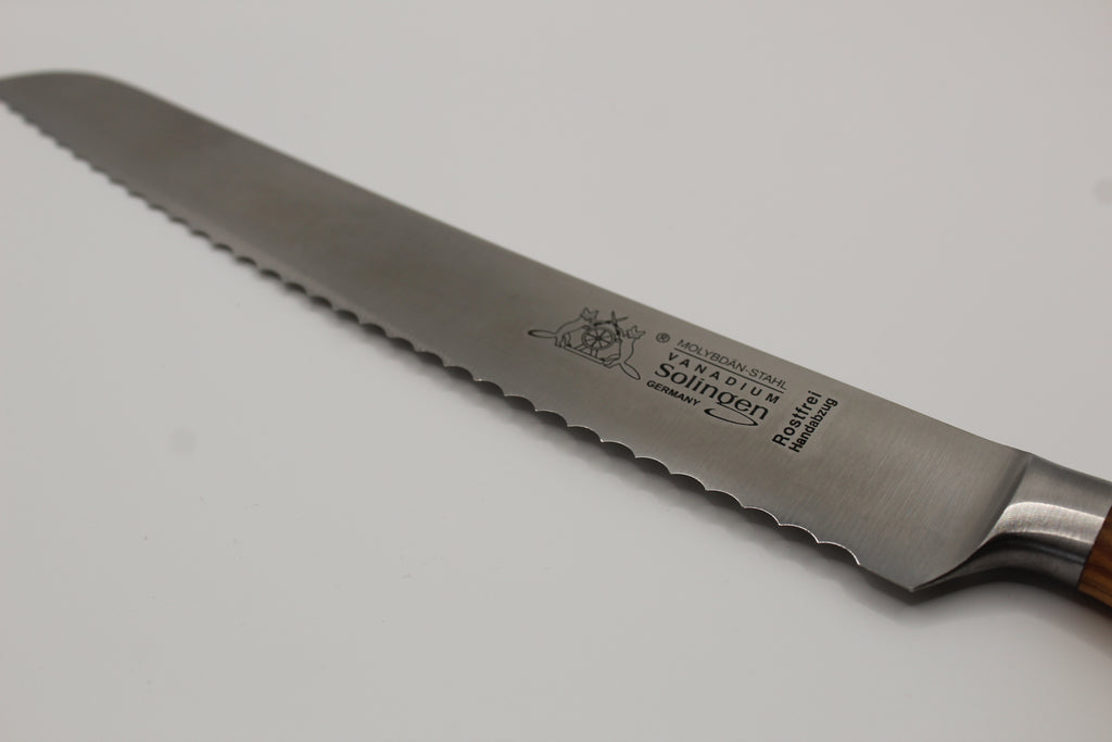 Bread knife 21cm, forged blade, stainless steel, olive wood handle