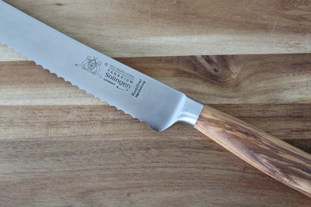 Bread knife 21cm, forged blade, stainless steel, olive wood handle