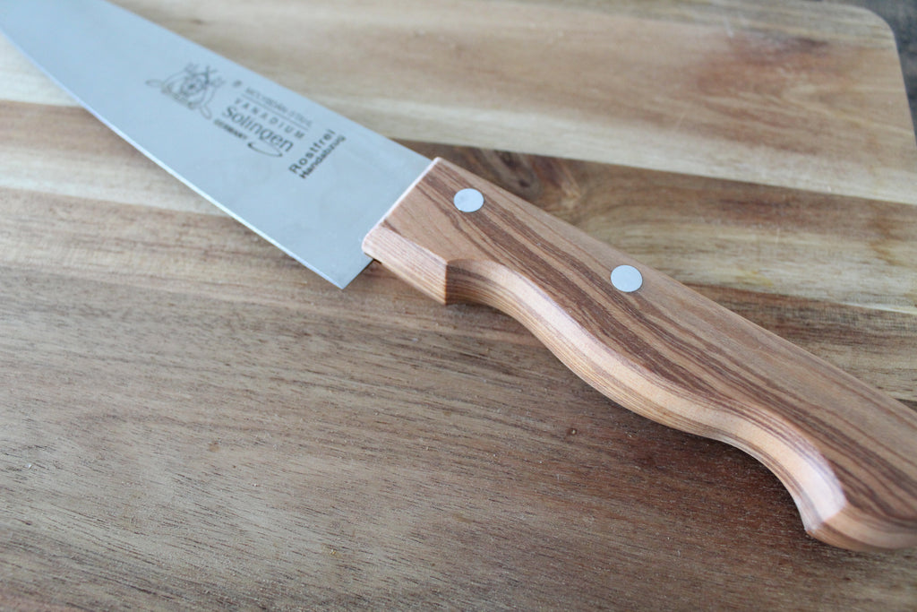 Kochmesser 20cm, Olivenholzgriff, Edelstahlklinge, Made in Solingen