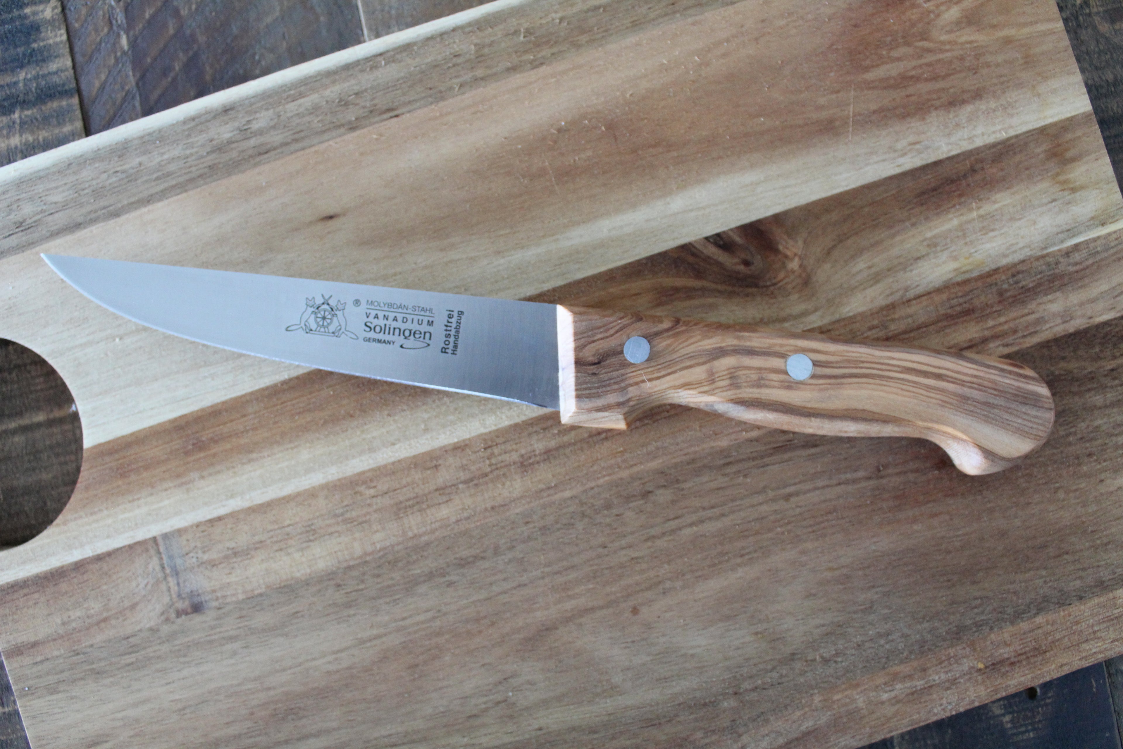Fleischmesser 15 cm, Olivenholzgriff, Edelstahlklinge