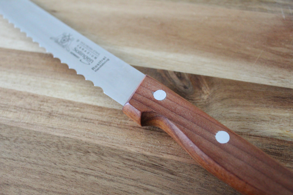 Fuchs Brotmesser 20 cm Wellenschliff Kirschholzgriff Made in Solingen