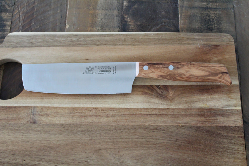 Nakirimesser "Fuchs" 18 cm, Olivenholzgriff, rostfr. Molybdänklinge