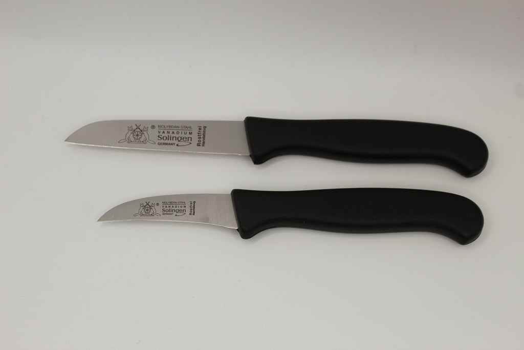Zwei Küchenmesser Gerade und Gebogene Klinge Kunststoffgriff Max Melchior